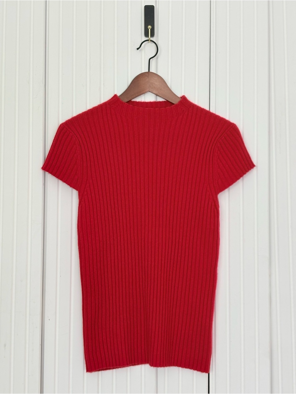 Antonio Melanie Cashmere Top Ribbed S Red Quiet Luxury Holiday Event Festive